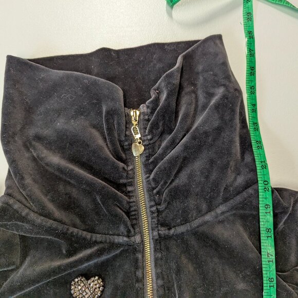 Twisted Heart Black Velour Zippered Jacket Size *Small - Picture 4 of 15